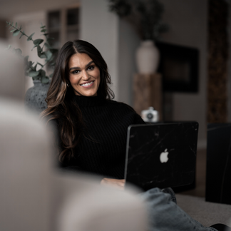 Laptop workspace with coffee